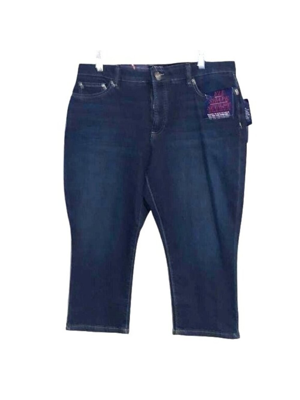 Chaps Fit Shape Sculpt Slimming Capri Jeans Size 16 Dark Wash Denim Comfortable